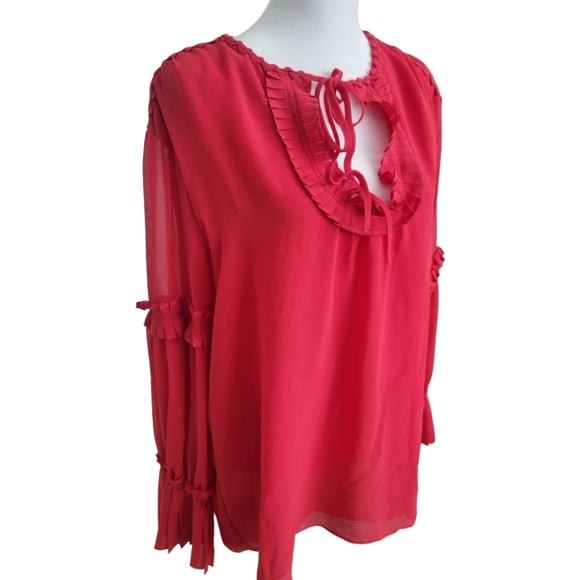 Nwt Max Studio London Red Seraphine Boho Blouse XL - Picture 2 of 7